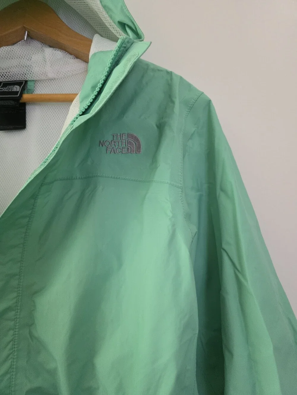 The North Face Mint Green Hooded Kids Raincoat
